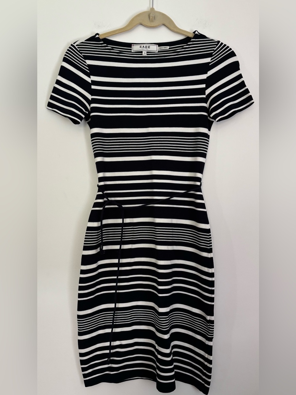 Sade New York Black & White Striped Short-Sleeve Knit Dress